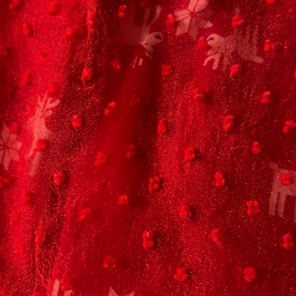 Hanna Andersson Dress Girls 3T 90 cm Reindeer Tulle Skirt Christmas Red White - Picture 7 of 7